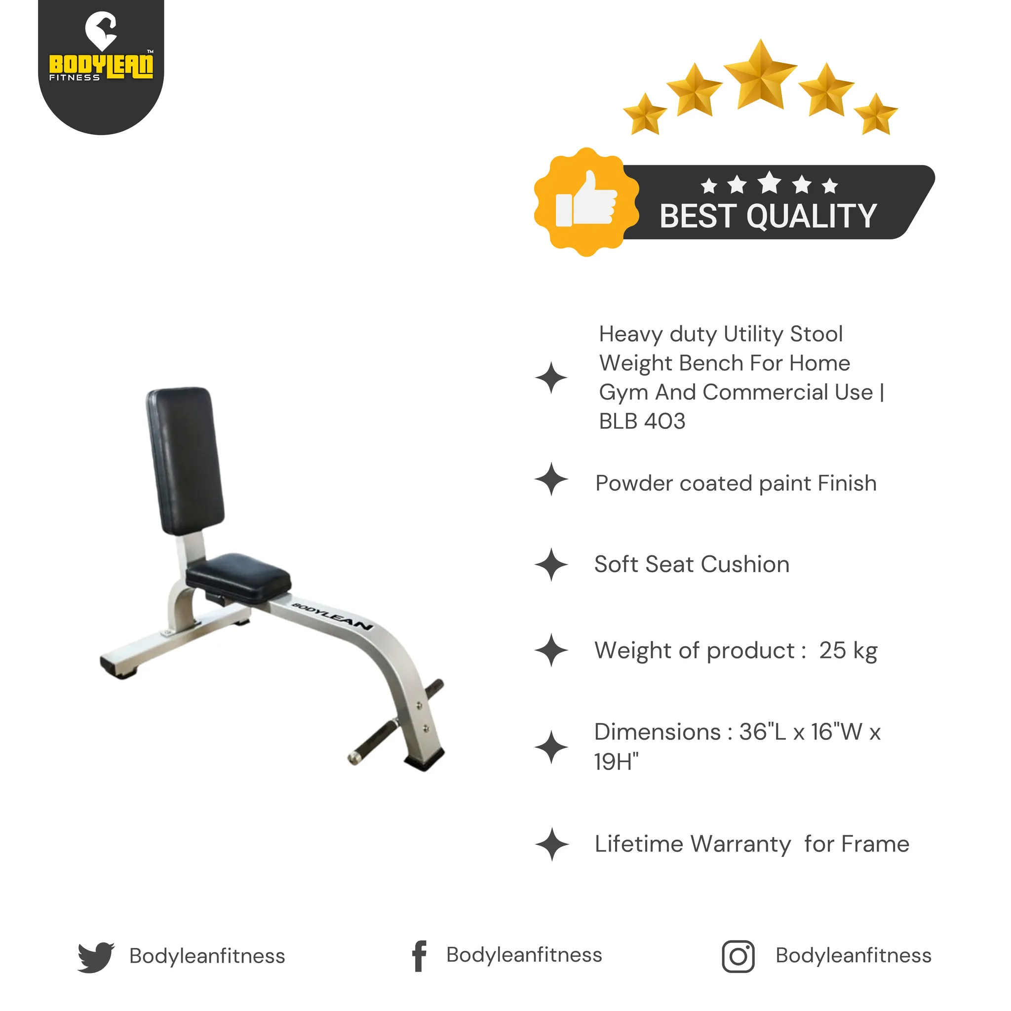 Heavy Duty Utility Stool Weight Bench For Home Gym And