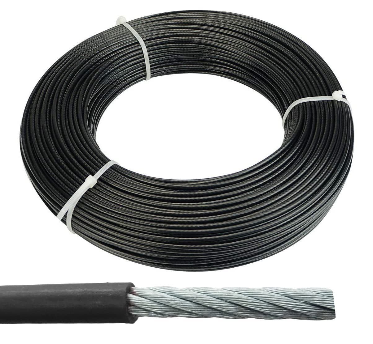 6MM Gym Machine Wire Rope PU Coated Cable Inside Steel (Black) (6