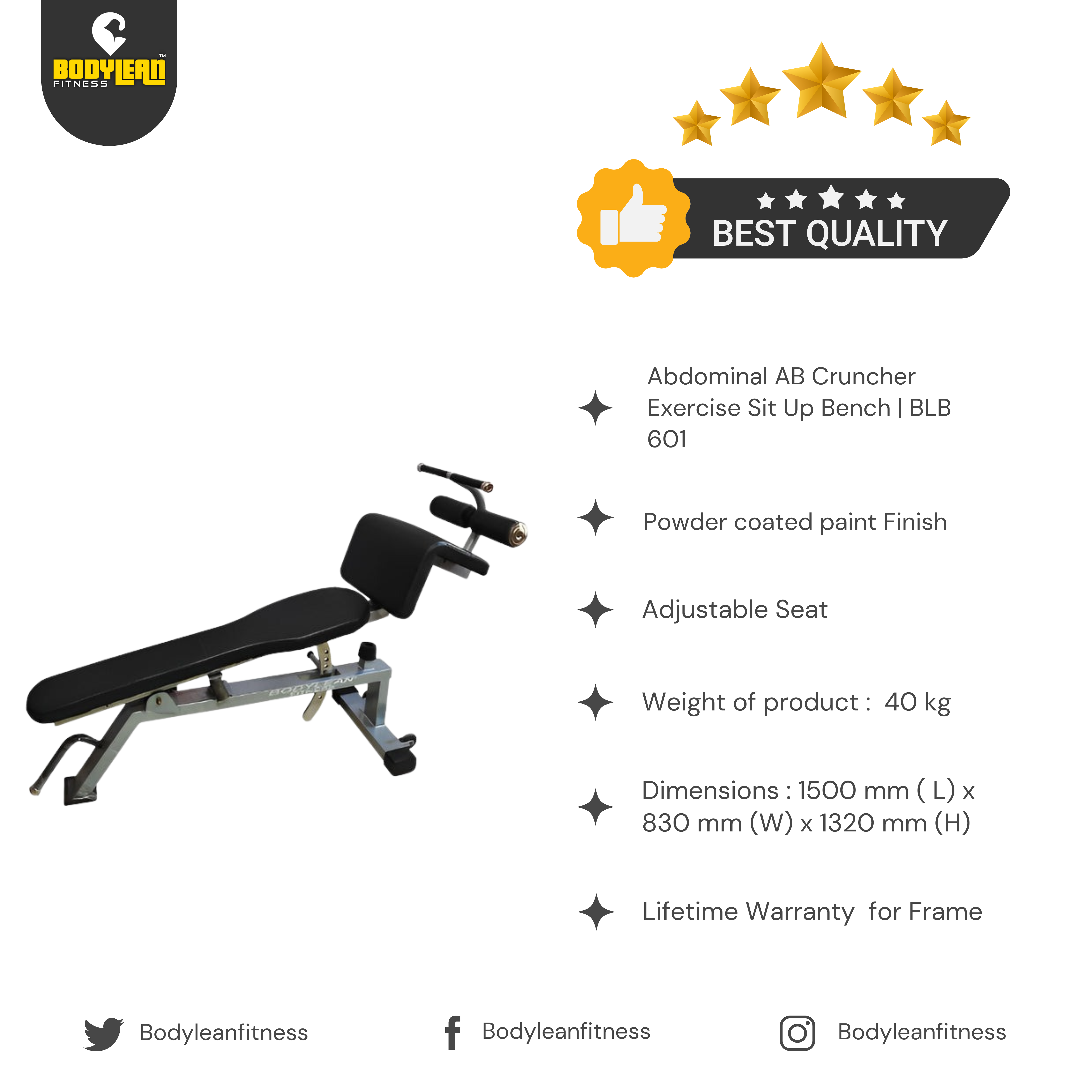 Abdominal AB Cruncher Exercise Sit Up Bench BLB 601 Targets