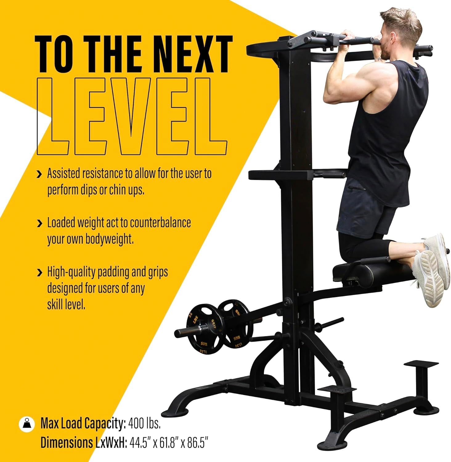 Heavy Duty Pull Up Bar Dip Stand Power Tower Multi-Function