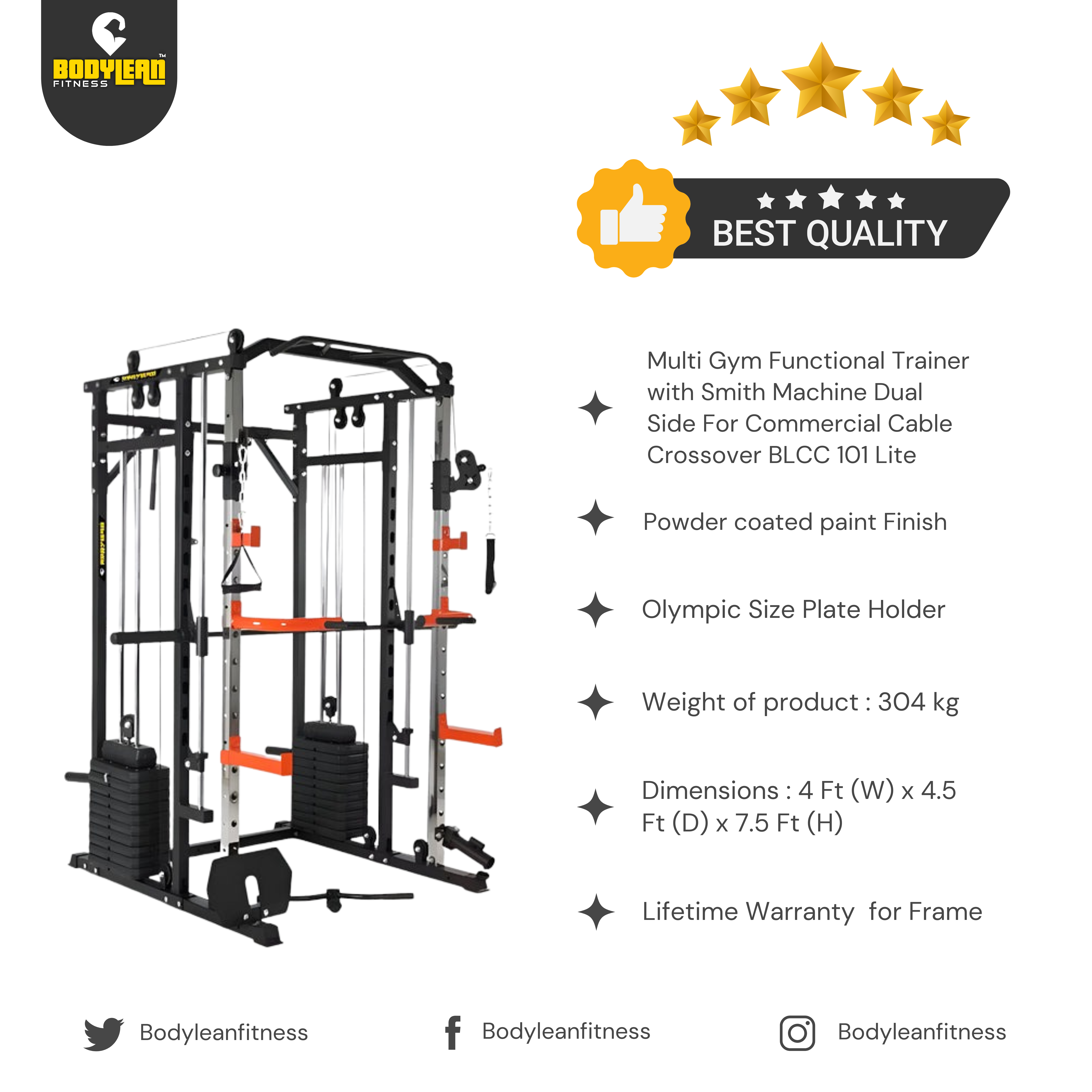 Multi Gym Functional Trainer with Smith Machine Fibre Weight