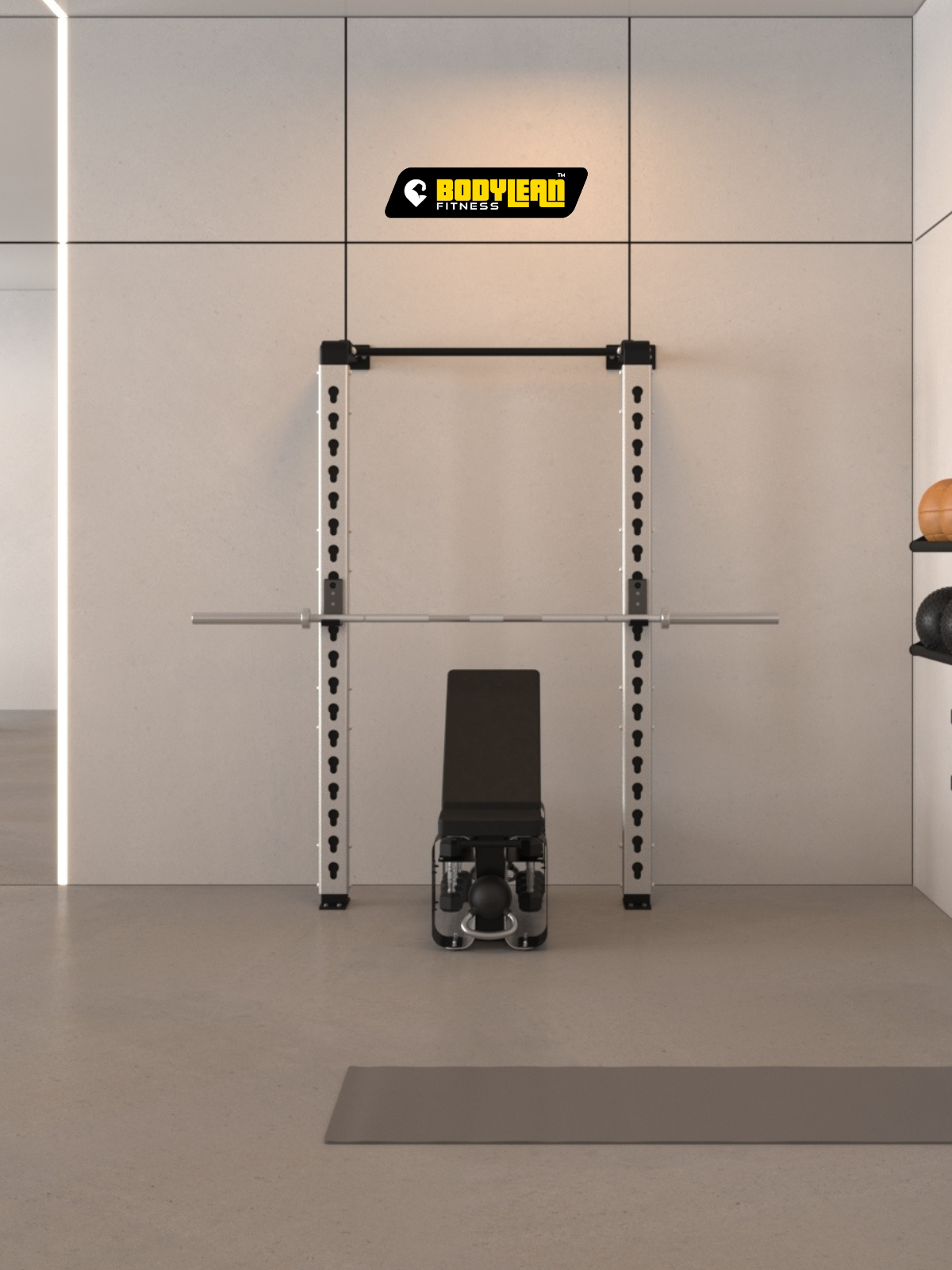 Power Squat Rack Compact Wall Mounted Heavy-Duty Frame for Bench
