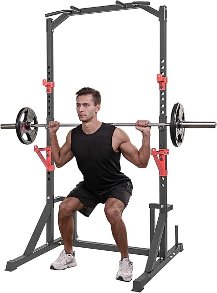 Squat Rack Cage with Pull Up Bar, Adjustable Power Rack Cage