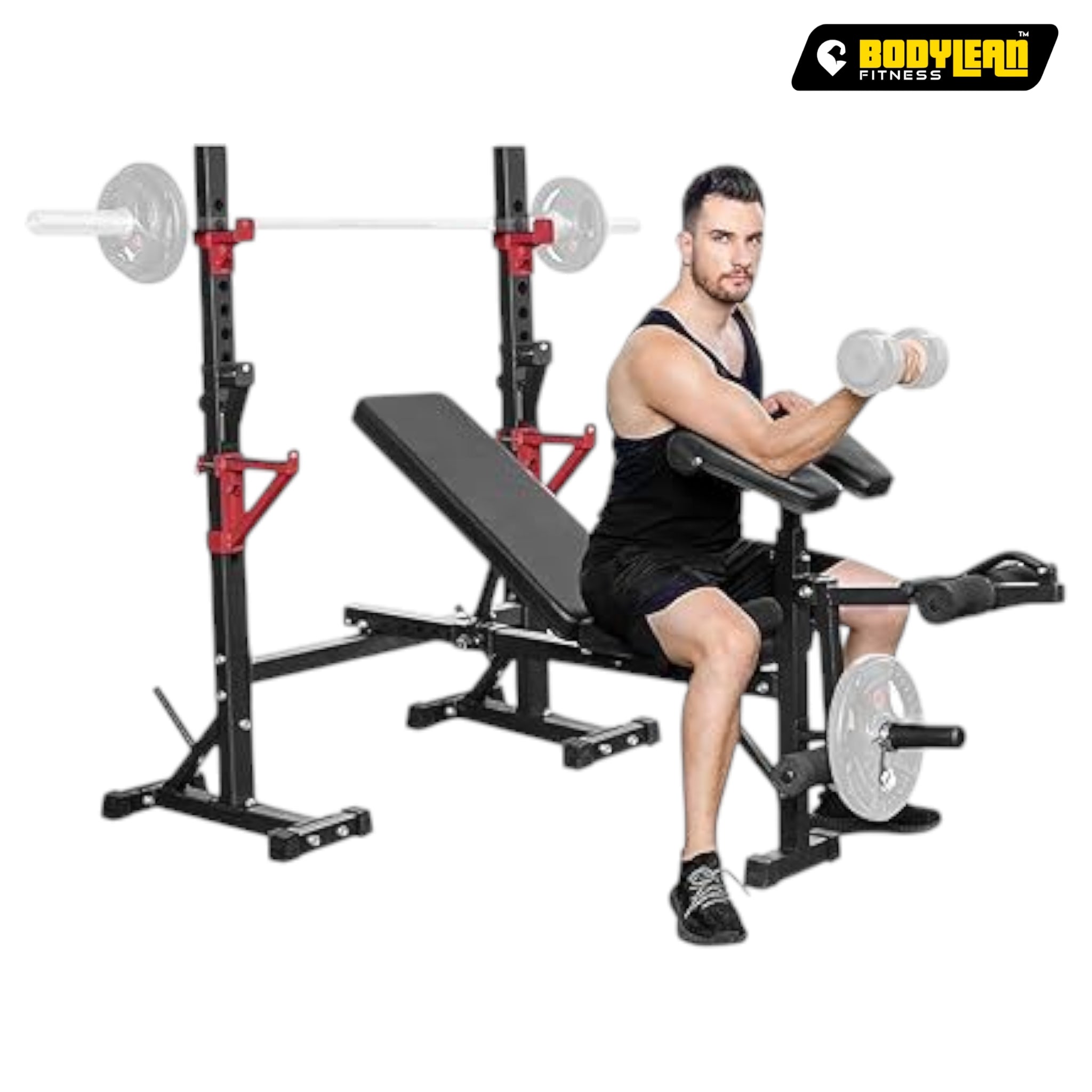 Weight Bench With Squat Rack Adjustable Multi-Purpose Foldable