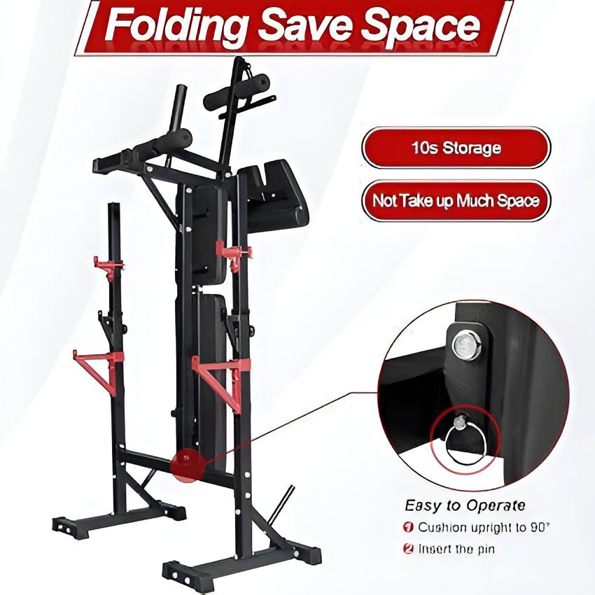 Weight Bench With Squat Rack Adjustable Multi-Purpose Foldable