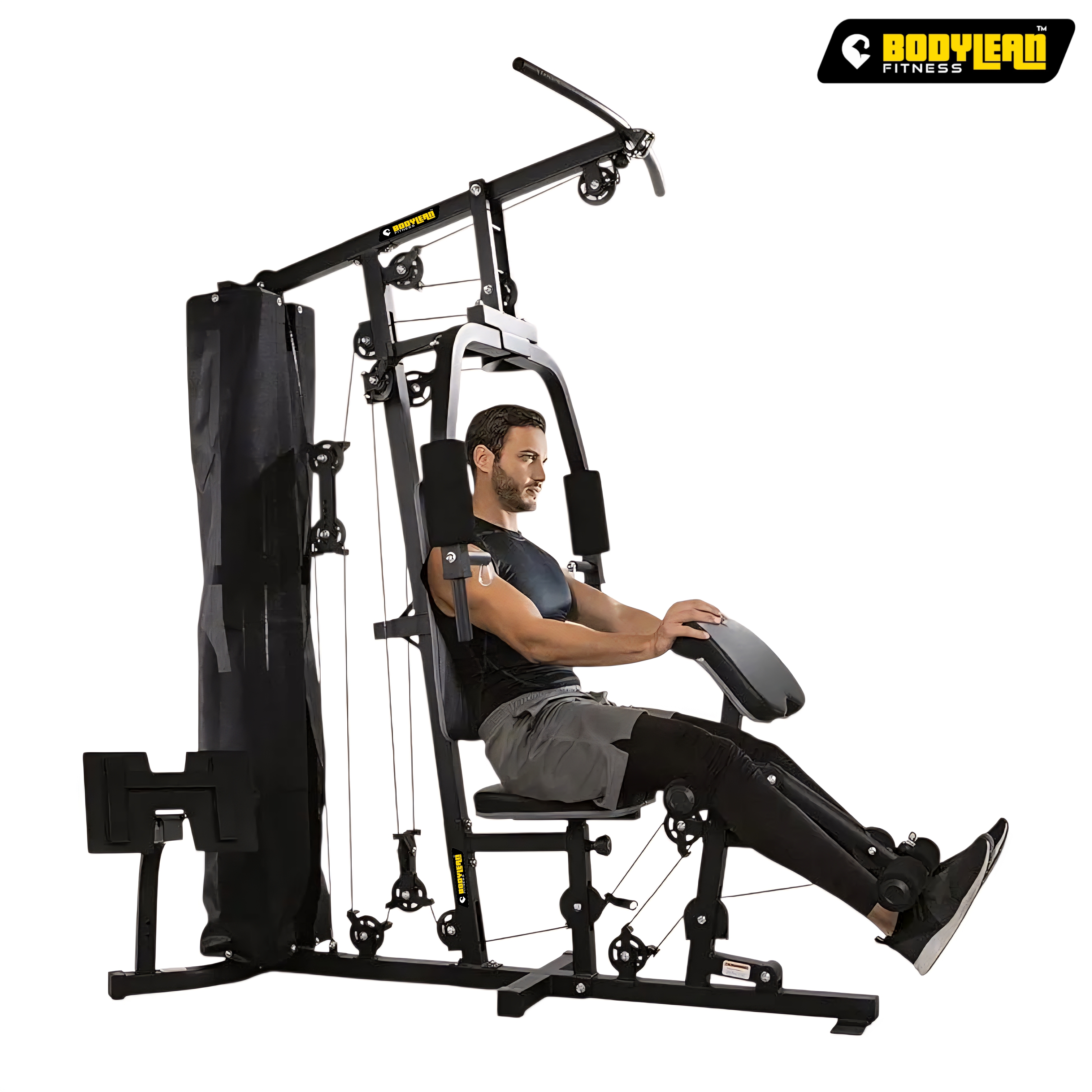 Multi-functional home gym for the whole body, adjustable with lat