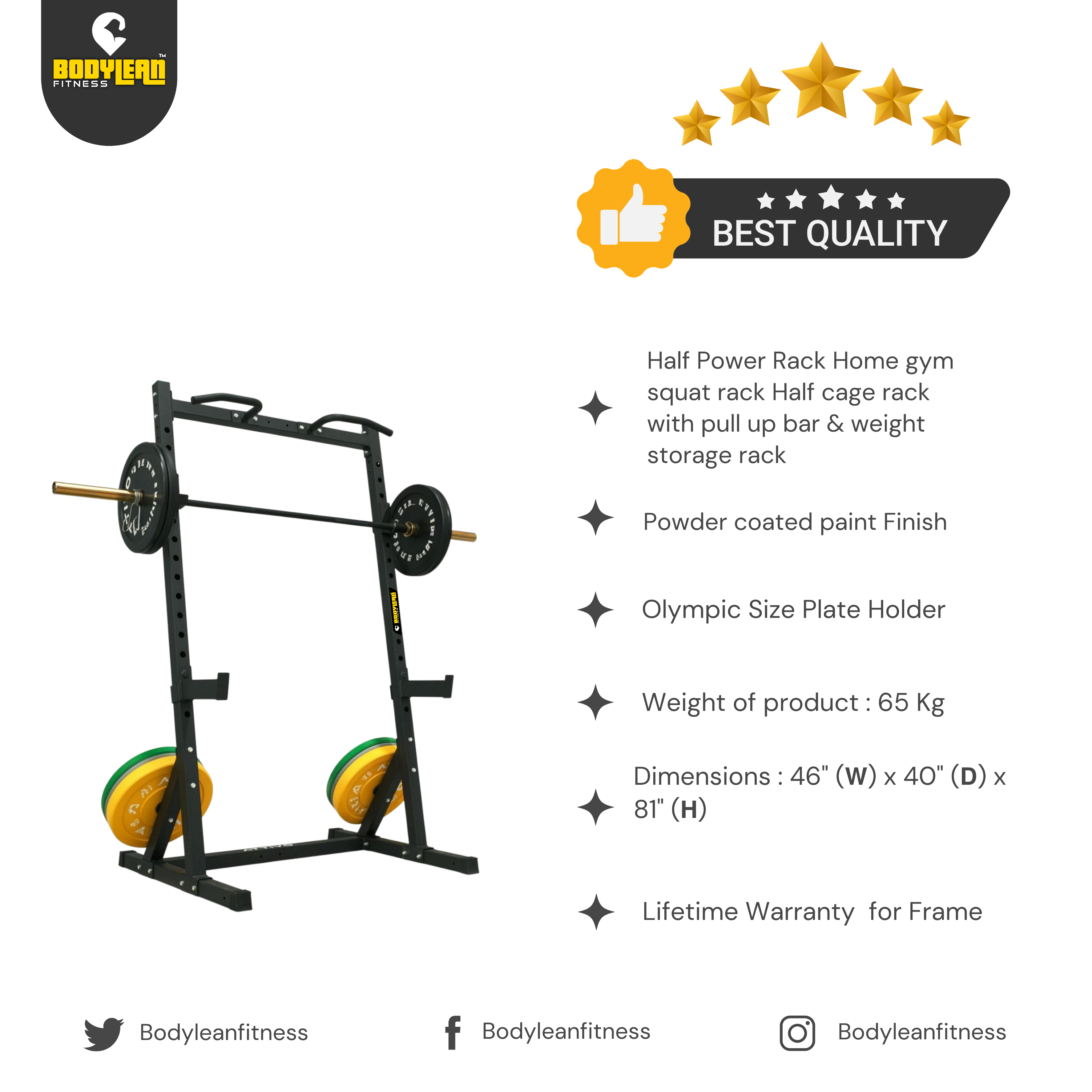 Half Power Rack Home Gym Squat Rack Half Cage With Pull Up Bar