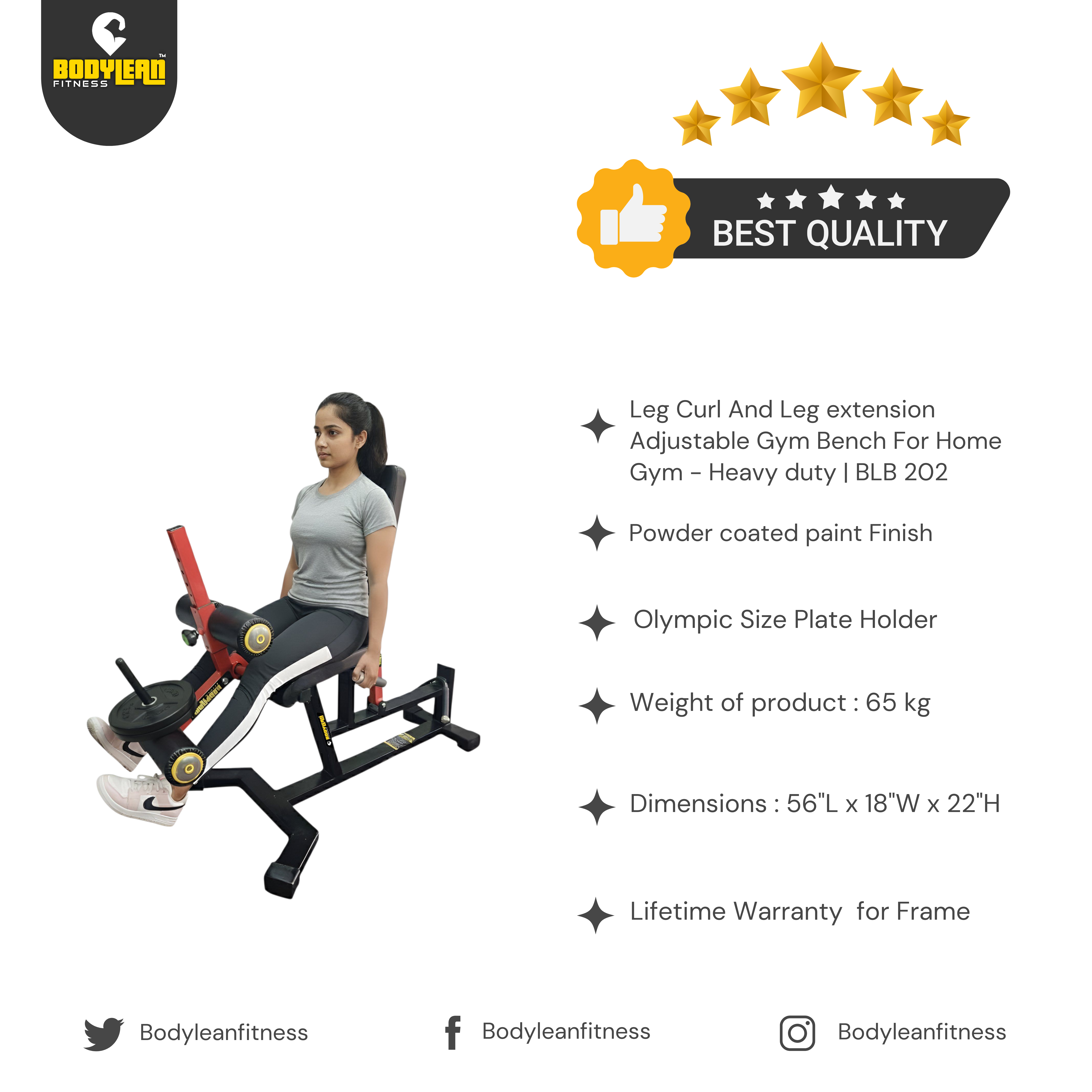 Leg Curl and Leg Extension Adjustable Gym Bench for Home Gym