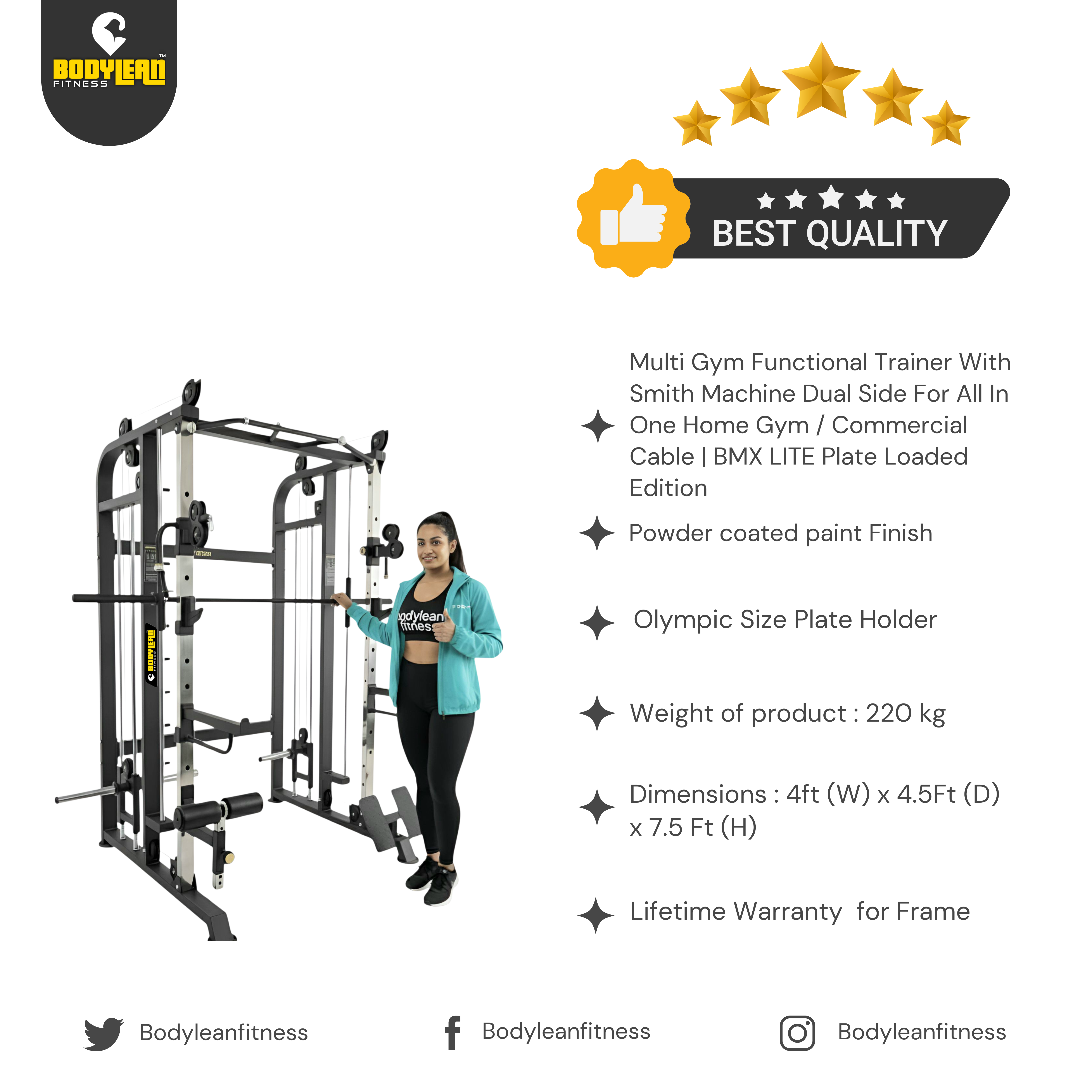 Multi Gym Functional Trainer with Smith Machine Dual Side for All