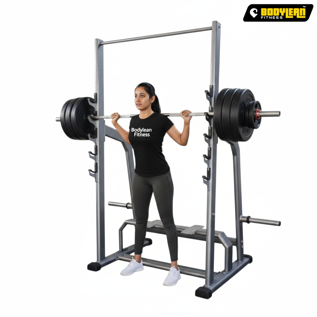 Half Power Rack Full Body Strength Squat Rack Training Equipment With  Half Cage – Targets Chest, Legs, Glutes, Shoulders, Back Core Muscles 