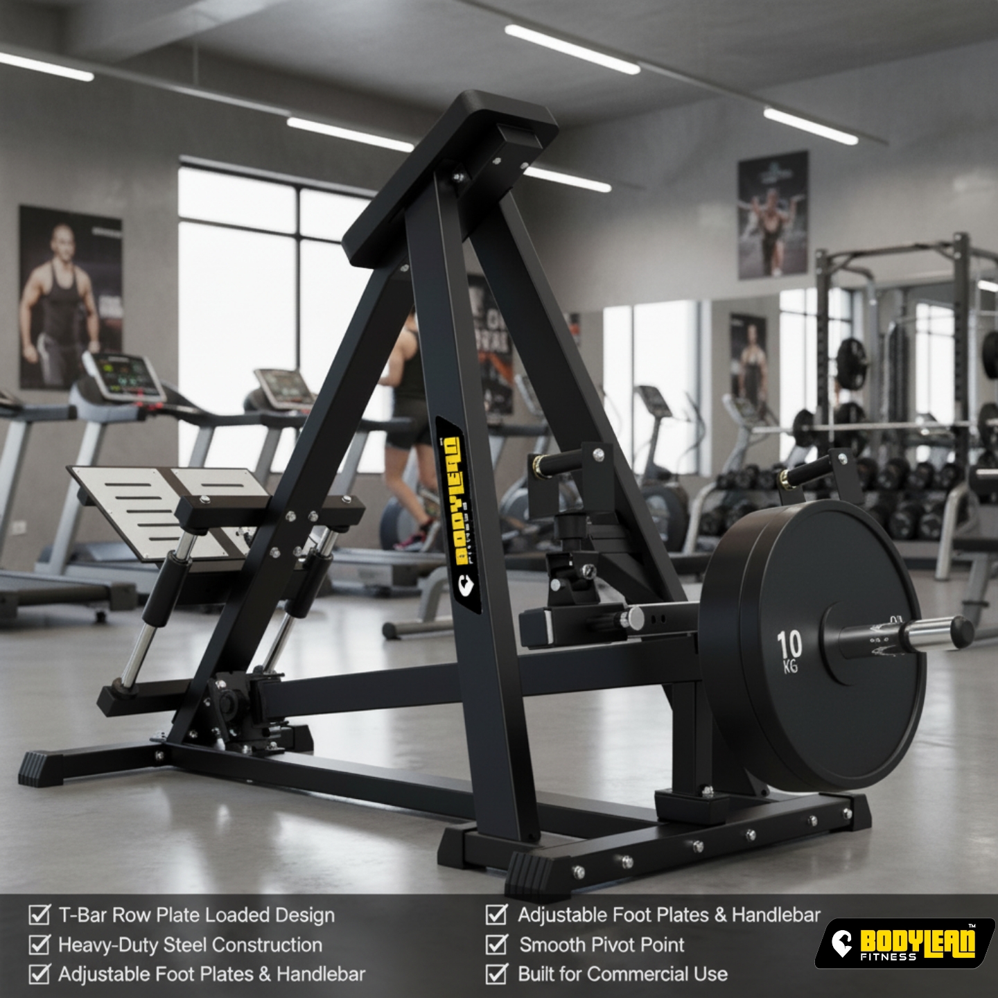 Plate Loaded T-Bar Row Machine Back Strength Trainer for Home  Commercial Gym Targets Lats, Traps, Rhomboids, Rear Delts Biceps