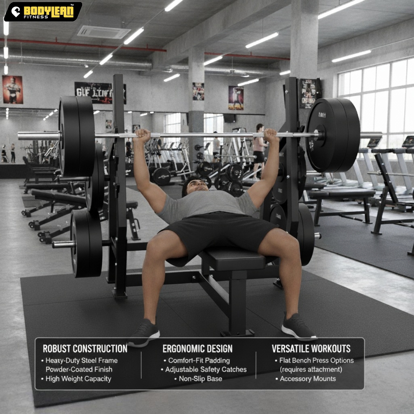 Plate Loaded Olympic Flat Bench Press Chest, Triceps Shoulder