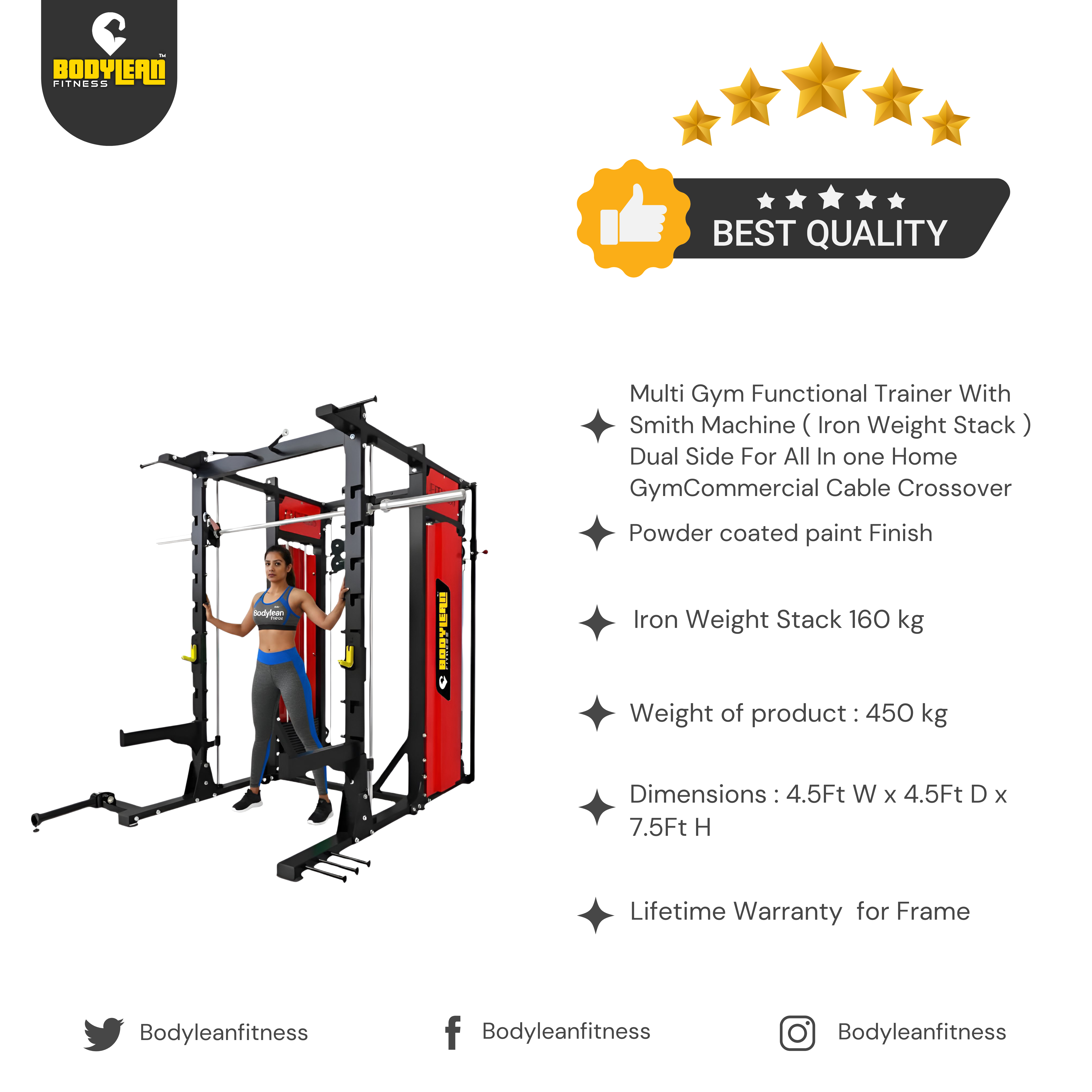 Multi Gym Functional Trainer with Smith Machine With body cover