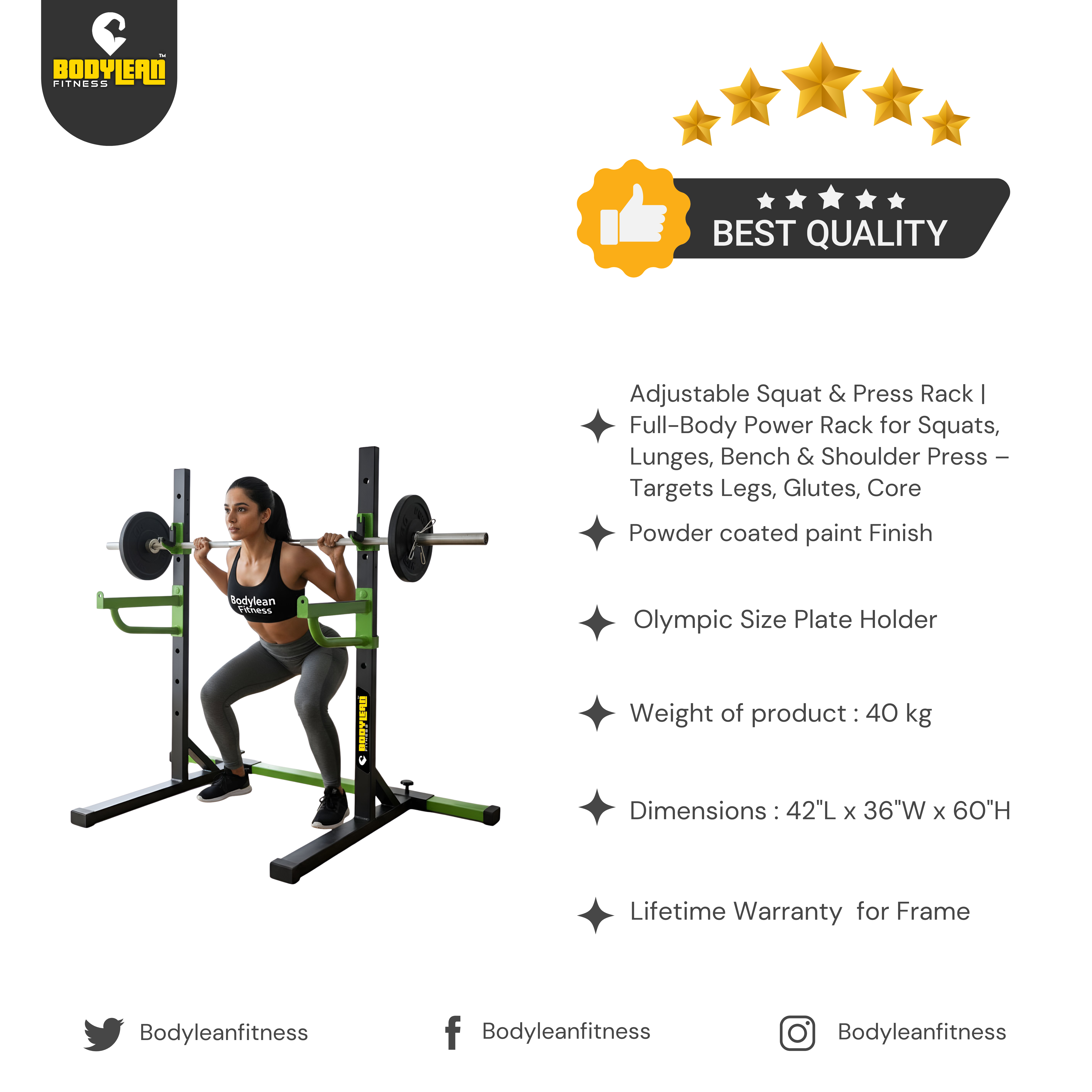 Adjustable Squat Press Rack Full-Body Power Rack for Squats