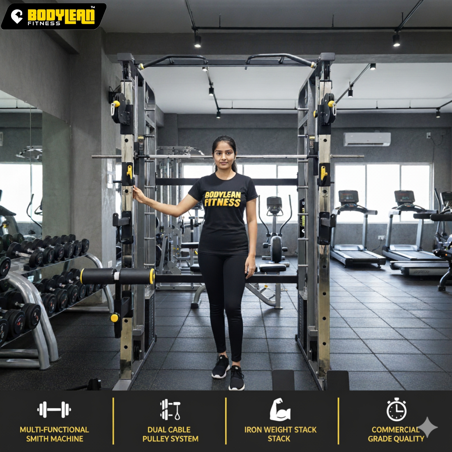 Multi Gym Functional Trainer With Smith Machine Dual-Side Cable