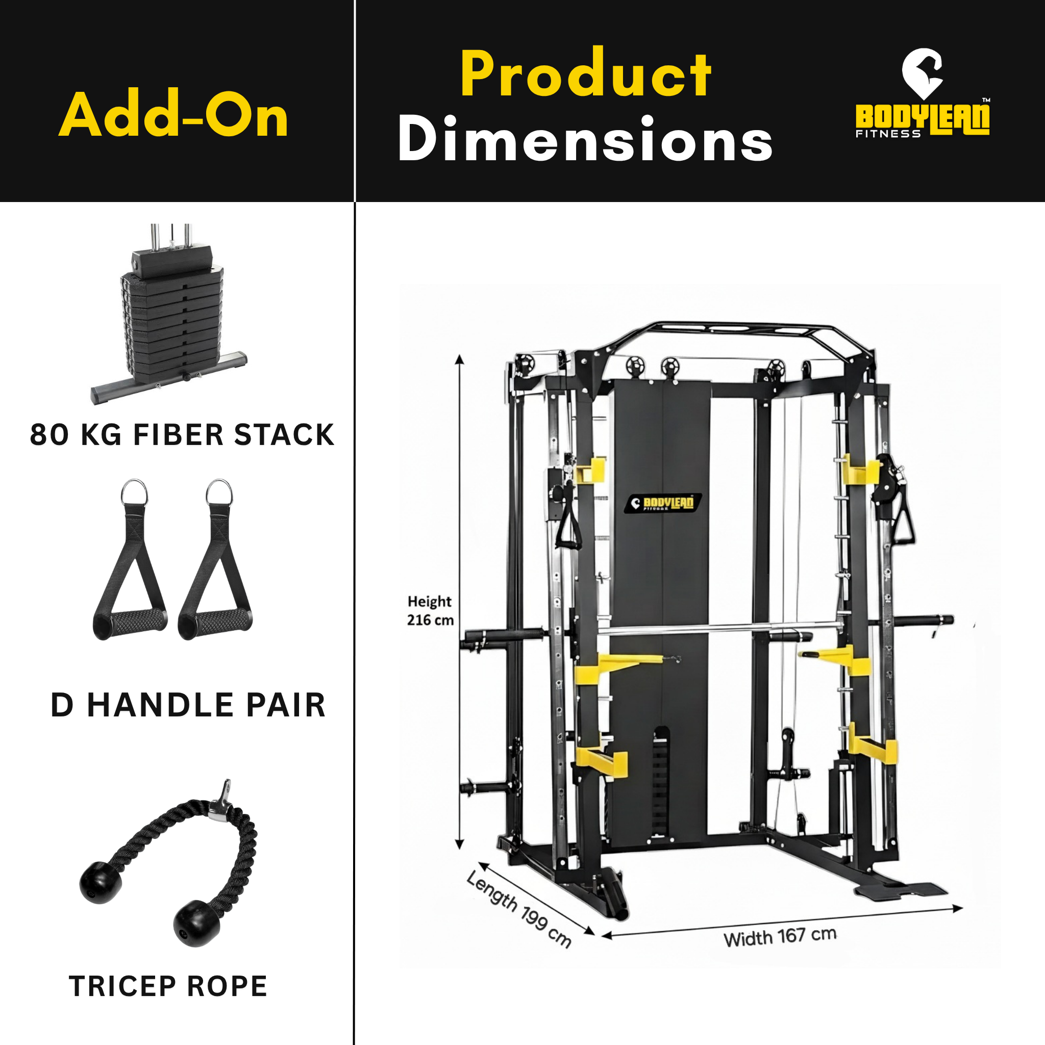 Smith Machine Multi Gym Power Squat Rack Functional Trainer With