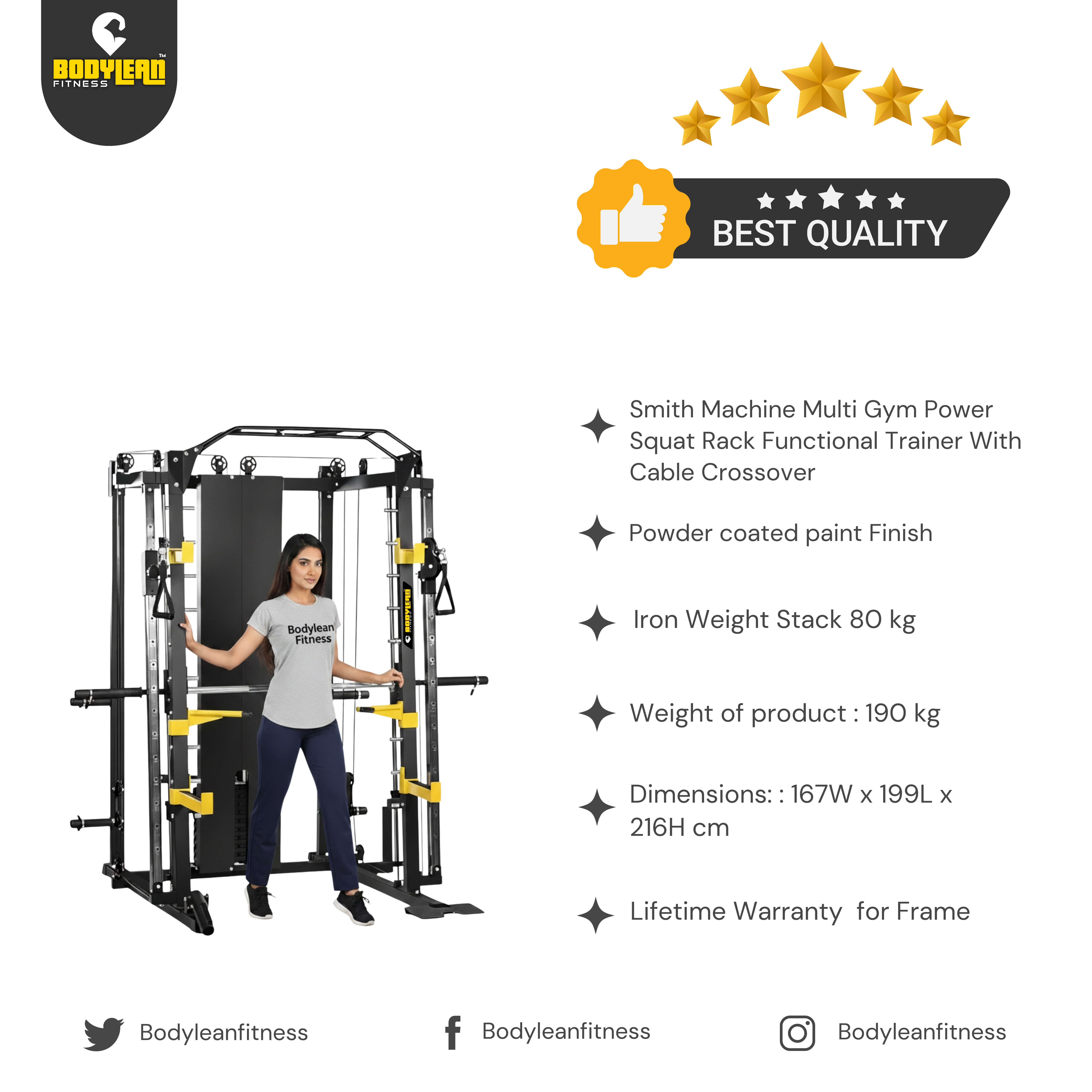 Smith Machine Multi Gym Power Squat Rack Functional Trainer With