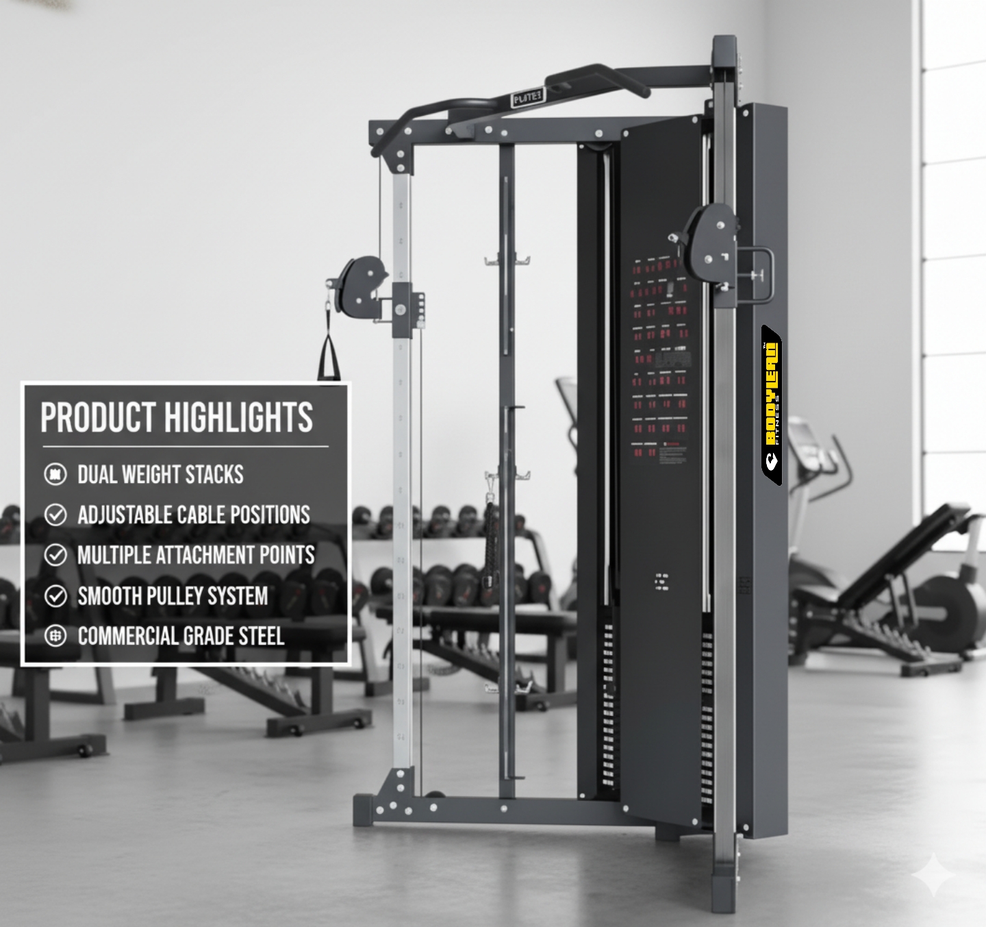 Functional Trainer with Iron Weight Stack Cable Pull Station