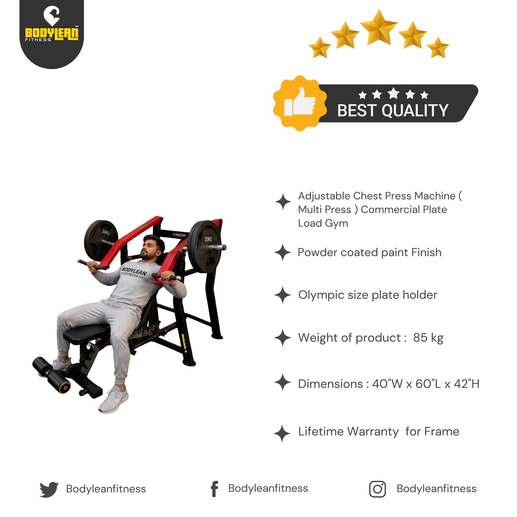 Adjustable Chest Press Machine ( Multi Press ) Commercial Plate Load ...