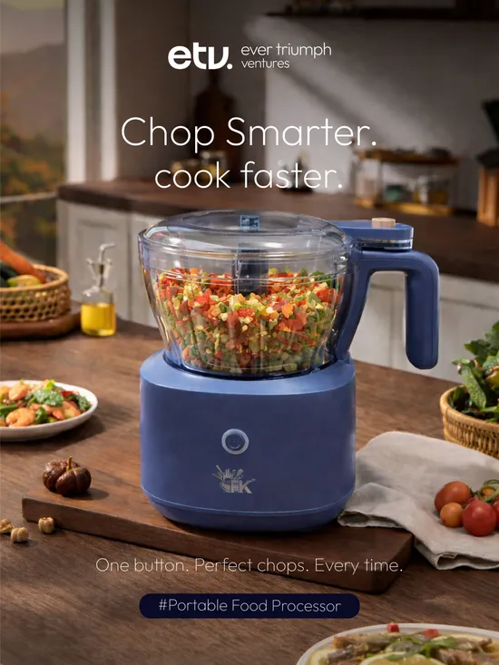 FOREVERKITCHEN Portable Food Processor Grinder with 4 Different Blades