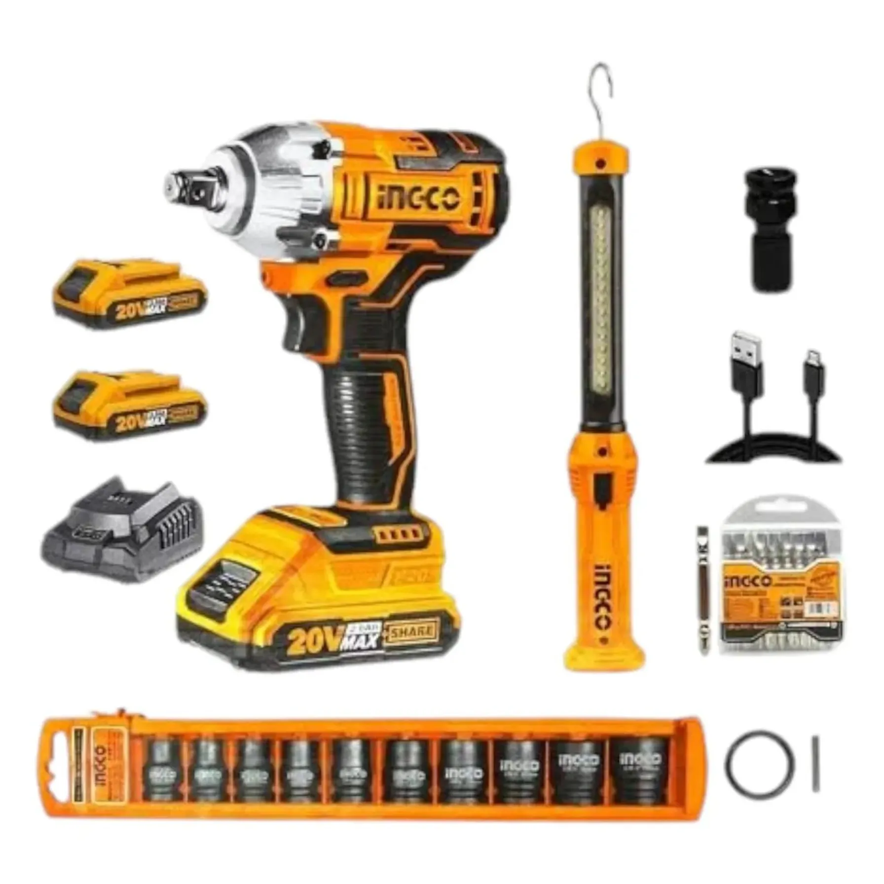 INGCO COSLI23048 1 2 Cordless combo kit impact wrench 400NM Cordless Impact Wrench 1 2 inch