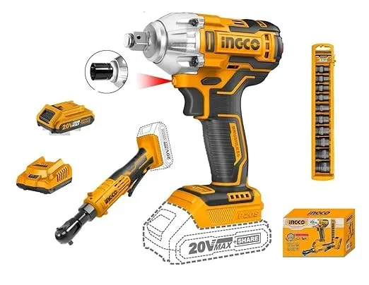 INGCO COSLI23066 20V Cordless Impact Wrench,1/2 Inch Square Drive