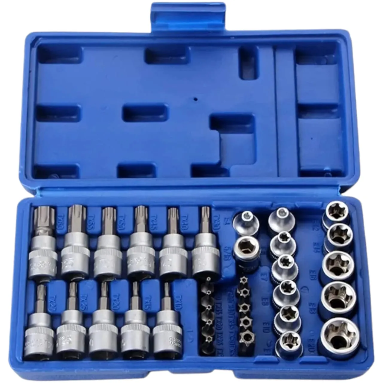 thumbnail image 2 of BlueSpot 40-Piece Torx Star Spline Hex Socket Bit Set – 3/8 & 1/2 Inch Drive, 01517 2 of 3