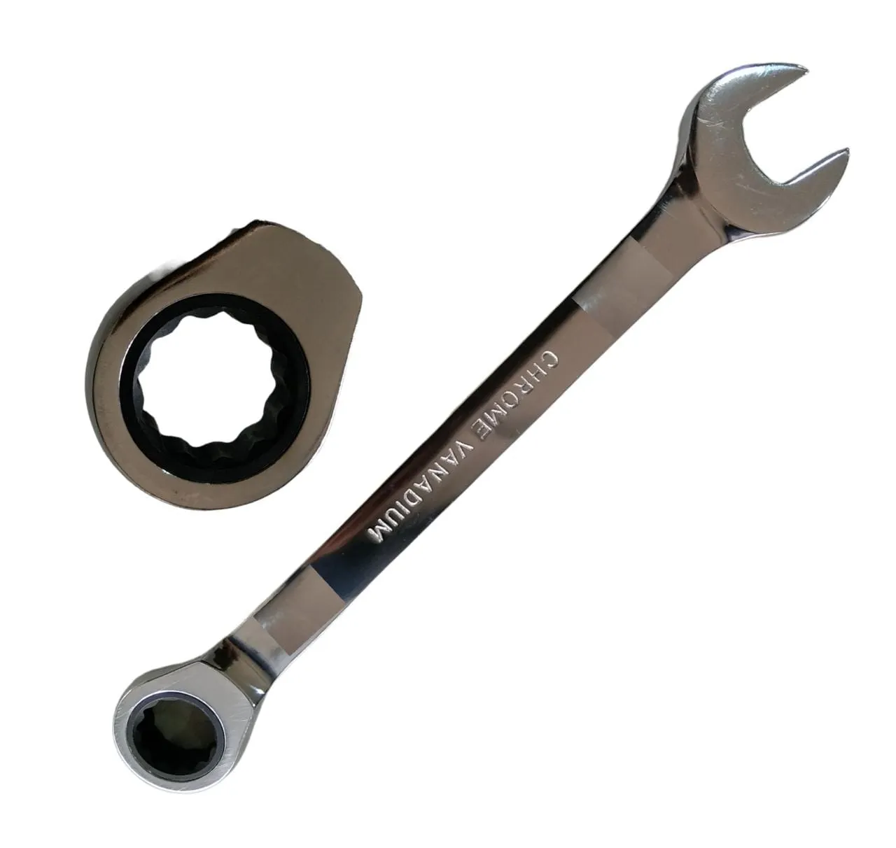 Combination Stainless Steel Reversible Ratcheting Gear Spanners (Silver