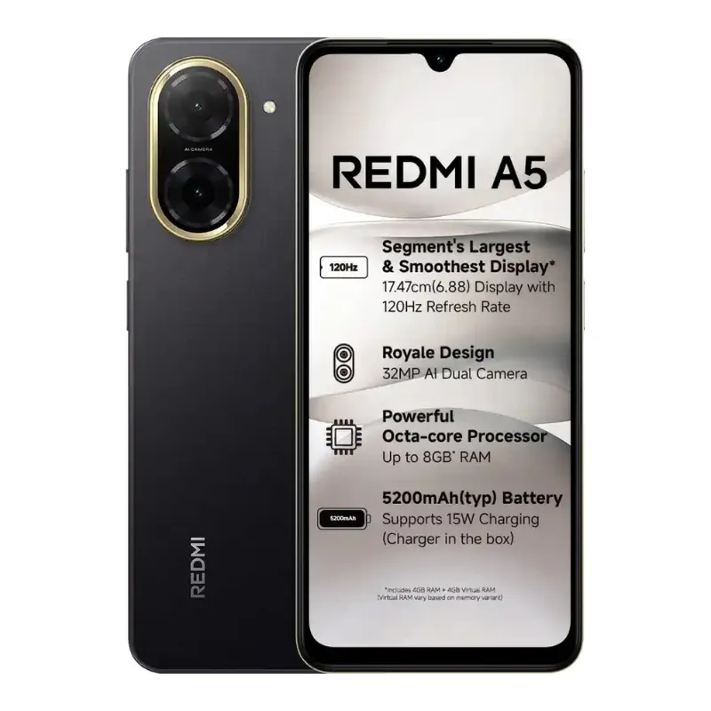 Redmi A5 Just Black 128GB 4GB RAM – Best Pick