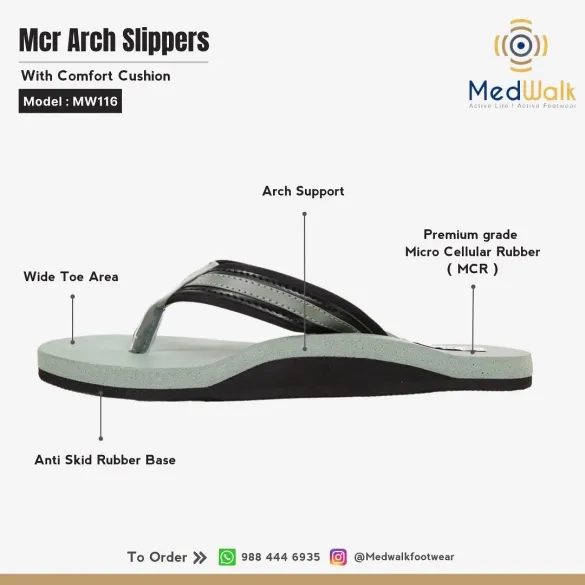 MCR Arch Slippers Green Supportive Comfort Medwalk