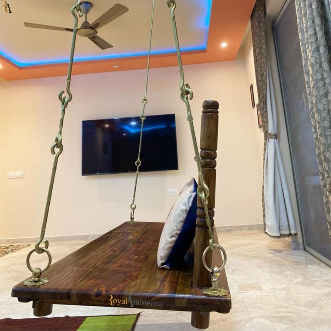 Swing wooden (Brass coated) Jhula Supyar