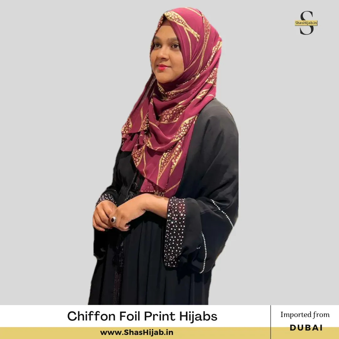 Foil Print Cotton Hijab - Brown Color Cotton Hijab